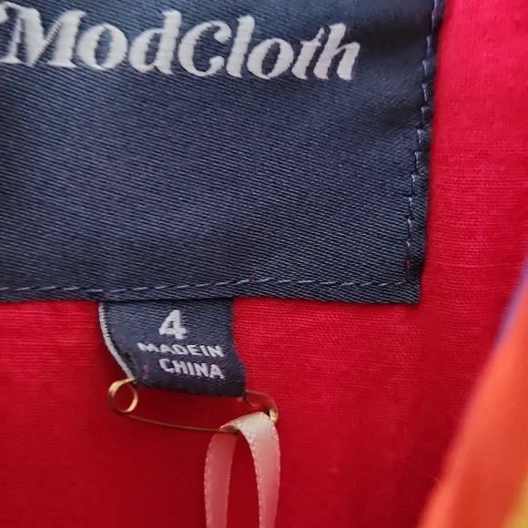 MODCLOTH | Vibrant Colorful Retro Red Verve Cotton Dress Sz 4 - Picture 4 of 5